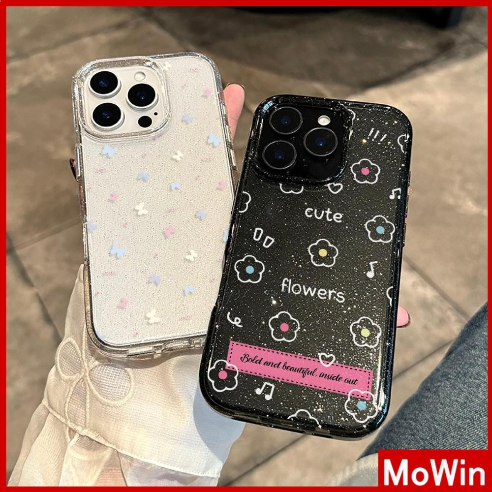 Movin - เคส iPhone 16 Pro Max iPhone 11 เคสใสแบบแวววาว TPU นุ่มสีสันสดใส ผีเสื้อหลากสีสันสวยงาม Compatible iPhone15 Pro max 14 13 12 Pro max XS XR 7 Plus 8 Plus