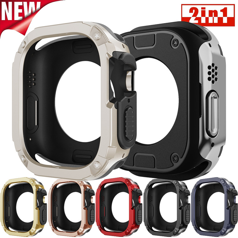 พีซี + TPU นาฬิกาป้องกันกรณี เข้ากันได้กับ Apple Watch Ultra 49mm 46mm 45mm 44mm 41mm 40mm 42mm Iwatch Series 10 9 8 7 6 5 4 SE