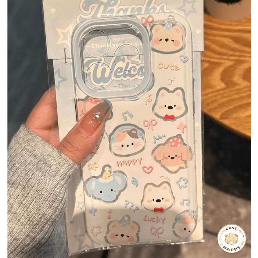 ลูกสุนัขลูกแมวที่น่ารัก สำหรับ เคสIphone 7Plus 15 11 Pro Max 14 12 13 Pro Max XR X XS Max 7 8 14 15 Plus SE 2020
