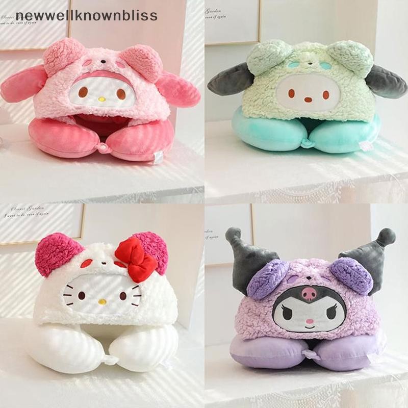 Newwellknownbliss น่ารัก Sanrio Hooded U-รูปหมอน Kuromi Hello Kitty Melody Pochacco หมอนรองคอรถที่นั่งสํานักงาน Nap หมอนคอหมอนของขวัญ CCD