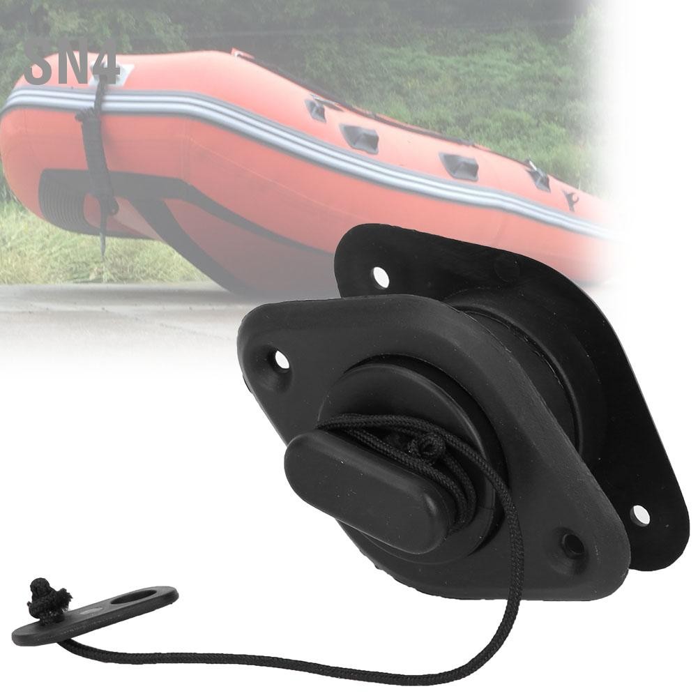 SN4 วาล์วระบายน้ำ PVC สีดำทนทานสำหรับเรือเป่าลมอุปกรณ์เสริมเรือคายัคเรือประมง