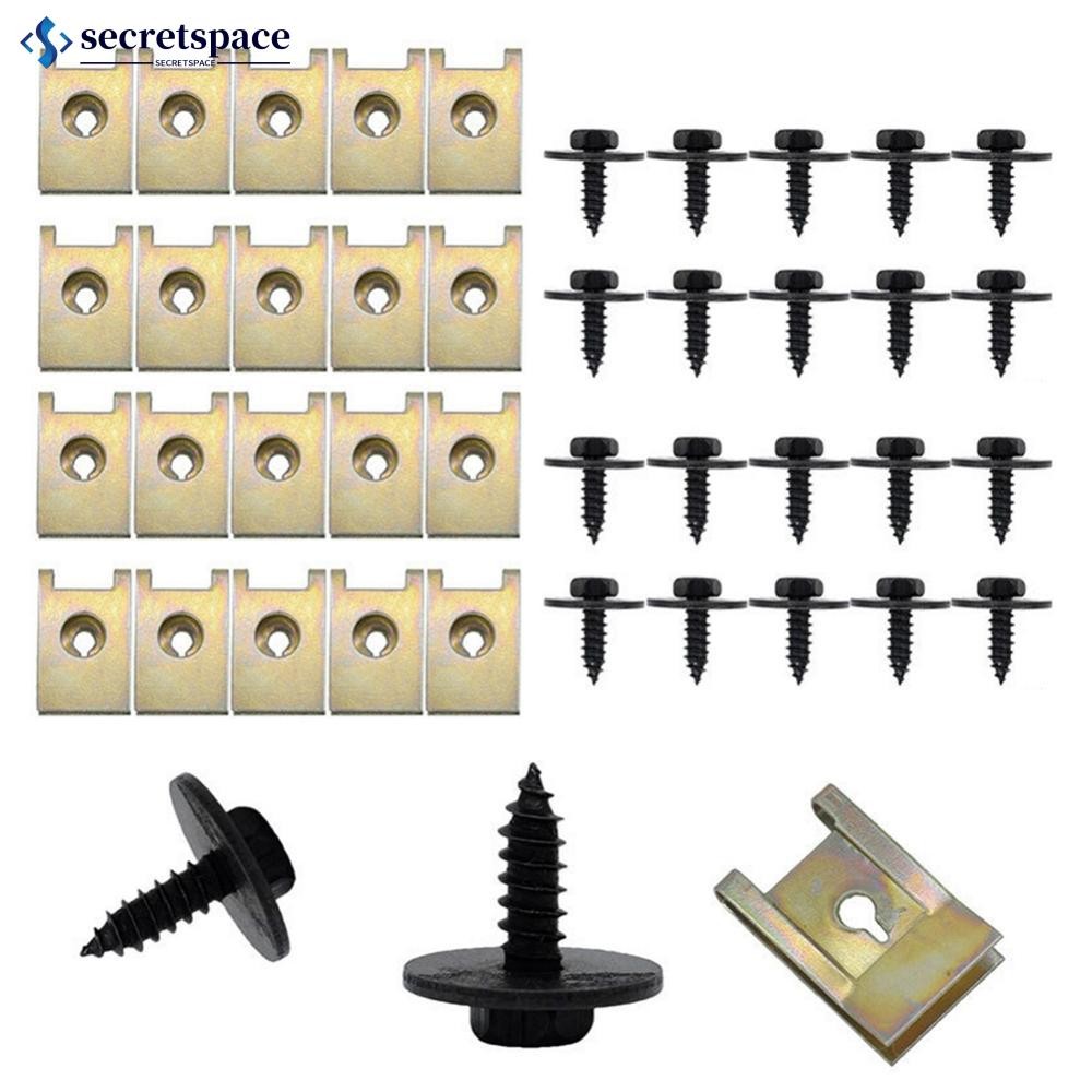 Secretspace 40 ชิ้นรถ Fender กันชน Cross Head สกรูแชสซีเครื่องยนต์ Guard น็อตโลหะ/สกรูเครื่องซักผ้า 