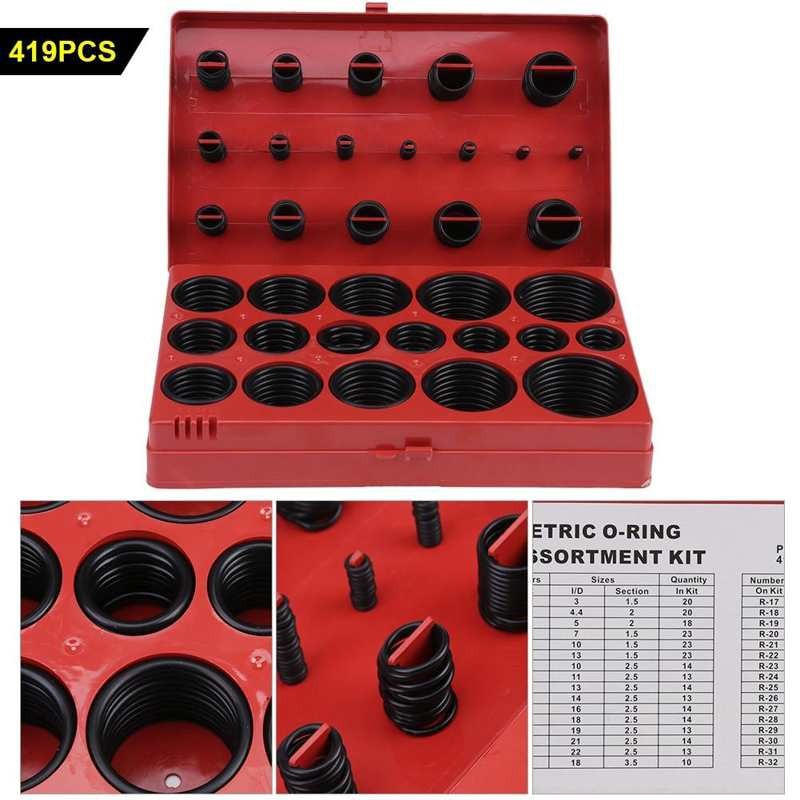 【พร้อมส่ง】ยางโอริง ชุดยางวงแหวน อเนกประสงค์ คุณภาพสูง 419 ชิ้น O-Ring 419pcs พร้อมกล่องพลาสติก (กล่องแดง) ราคา ถูกที่สุด ดีลบีเคเค รูปภาพหลัก