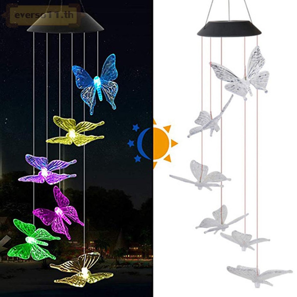 กระดิ่งลมแสงกระดิ่งลมพลังงานแสงอาทิตย์พร้อมโคมไฟกระดิ่งลม LED กันน้ําสีสันสดใส - รูปที่ 4