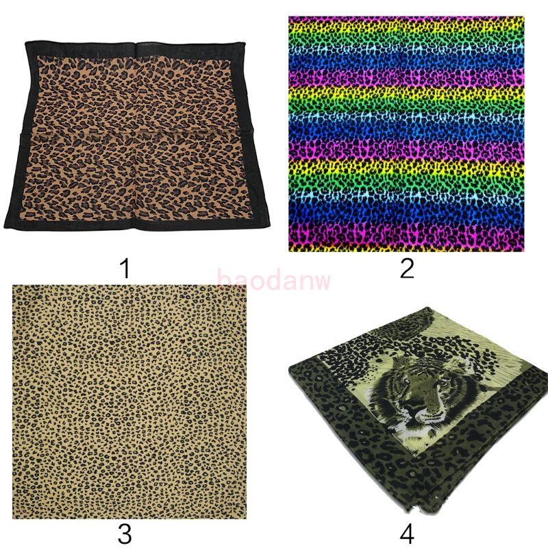 Bdw Bohemian Vintage Leopard Tiger Print Unisex Cotton Square Scarf Outdoor Cycling