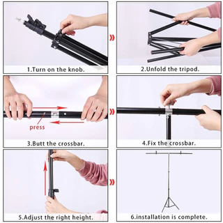 150*200cm ขาตั้งฉากตัว T โครงฉากสตูดิโอ Photography Background Backdrop Stand with Clips & Carrying Bag