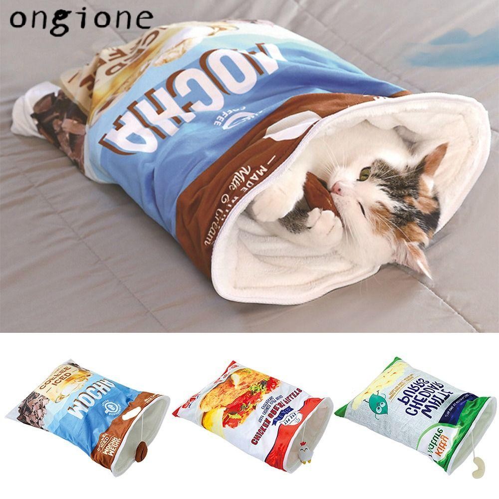 Ongione Crinkle Cat Sack, Soft Sleep Zone Cuddle Cave 360°ห่อ ถุงนอนแมว, สะดวกสบายสัตว์เลี้ยง Snuggle กระสอบฤดูหนาวประหยัดพื้นที่ถุงนอน รัง