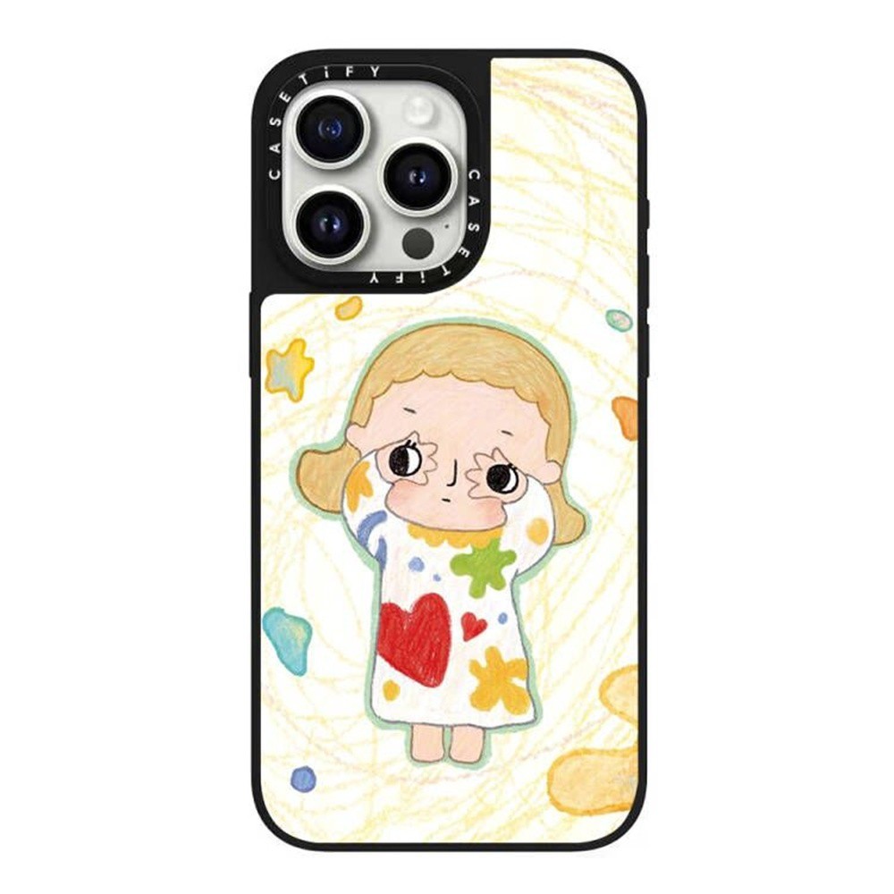 Casetif POP MART Graffiti Girl เคสโทรศัพท์กระจกคุณภาพสูงสําหรับ IPhone 16 15 14 13 12 11 Pro Max 15 plus 14 mini 15pro X XS XR XSAMX กันกระแทก Hard Case Anti Fall Cover