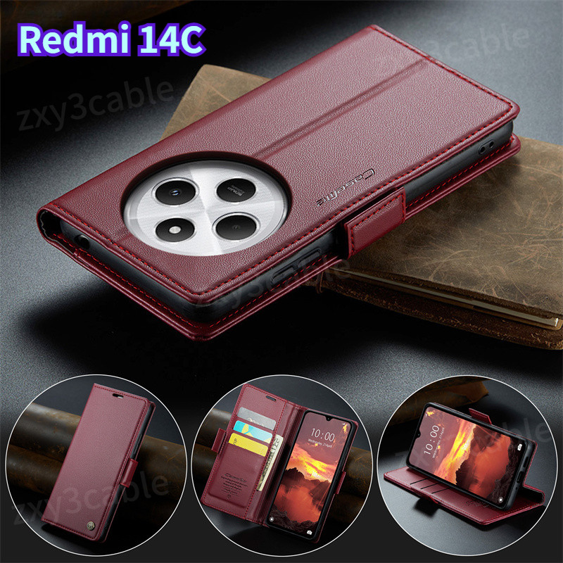 ปลอกสําหรับredmi 14C 14R POCO C75 4G 2024 พลิกกระเป๋าสตางค์หนังแม่เหล็กฝาครอบโทรศัพท์สําหรับRedmi14C 14 C Redmi14R 14 R XiaomiPOCOC75 C 75 ช่องใส่การ์ดกันกระแทกTUP Soft SHELLกรณี