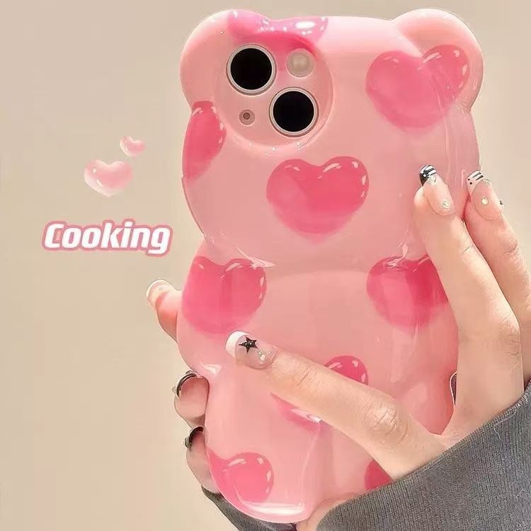 เคสโทรศัพท์มือถือ ซิลิโคนนิ่ม กันกระแทก ลายการ์ตูนหมีน่ารัก สามมิติ สําหรับ Iphone 14 13 1211 XR JHYQ