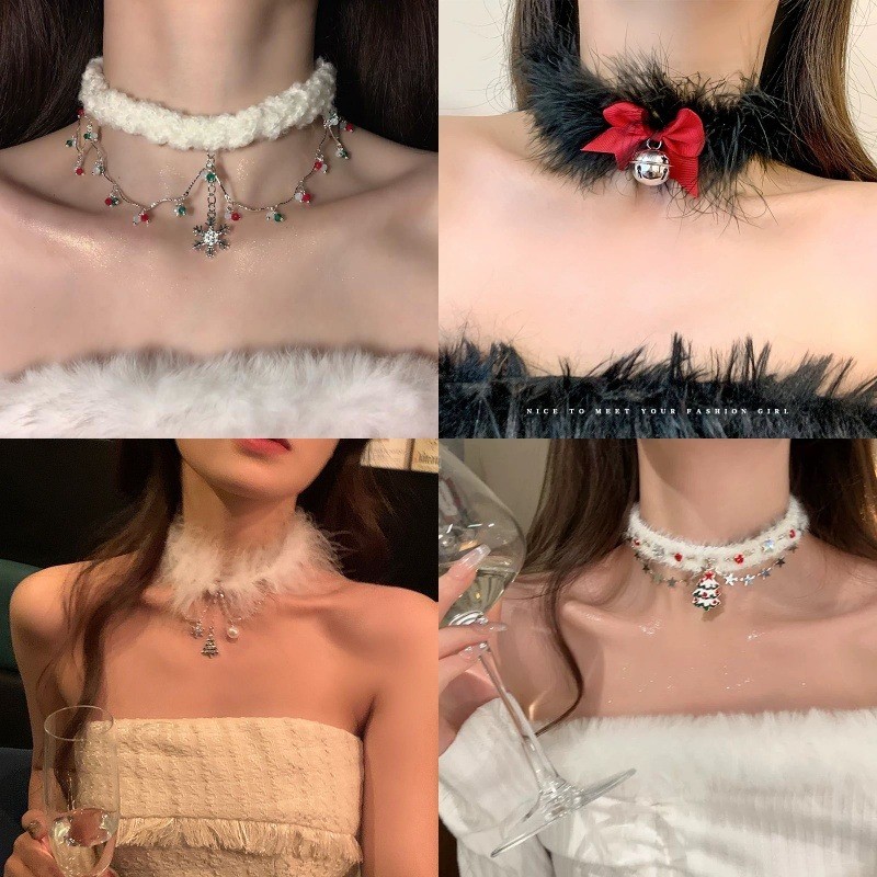 ตุ๊กตาคริสต์มาสเกล็ดหิมะสร้อยคอผู้หญิงใหม่เสื้อกันหนาวโซ่แสงหรูหราซอกออกแบบที่เรียบง่ายอเนกประสงค์กระดูกไหปลาร้าโซ่อุปกรณ์