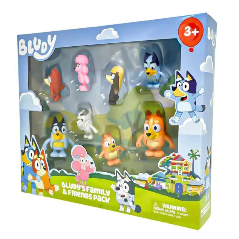 8 ชิ้น/เซ็ตอะนิเมะ Bluey ครอบครัว Bluey Christine Heeler Bingo Bandit Chilli Snickers Coco Indy Rusty รุ่น Q PVC Action Figures ตุ๊กตาของเล่น