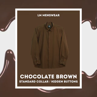 เสื้อเชิ้ตคุณภาพ คอปก 2 แบบ (ซ่อนกระดุม / โชว์กระดุม) สีน้ำตาลช็อคโกแลต (Chocolate Brown)