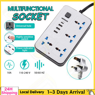 2M Power Socket 4 USB Port 4 Universal Power Strip Extension Plug Power Socket Electric Sockets Elektrik Soket Extension
