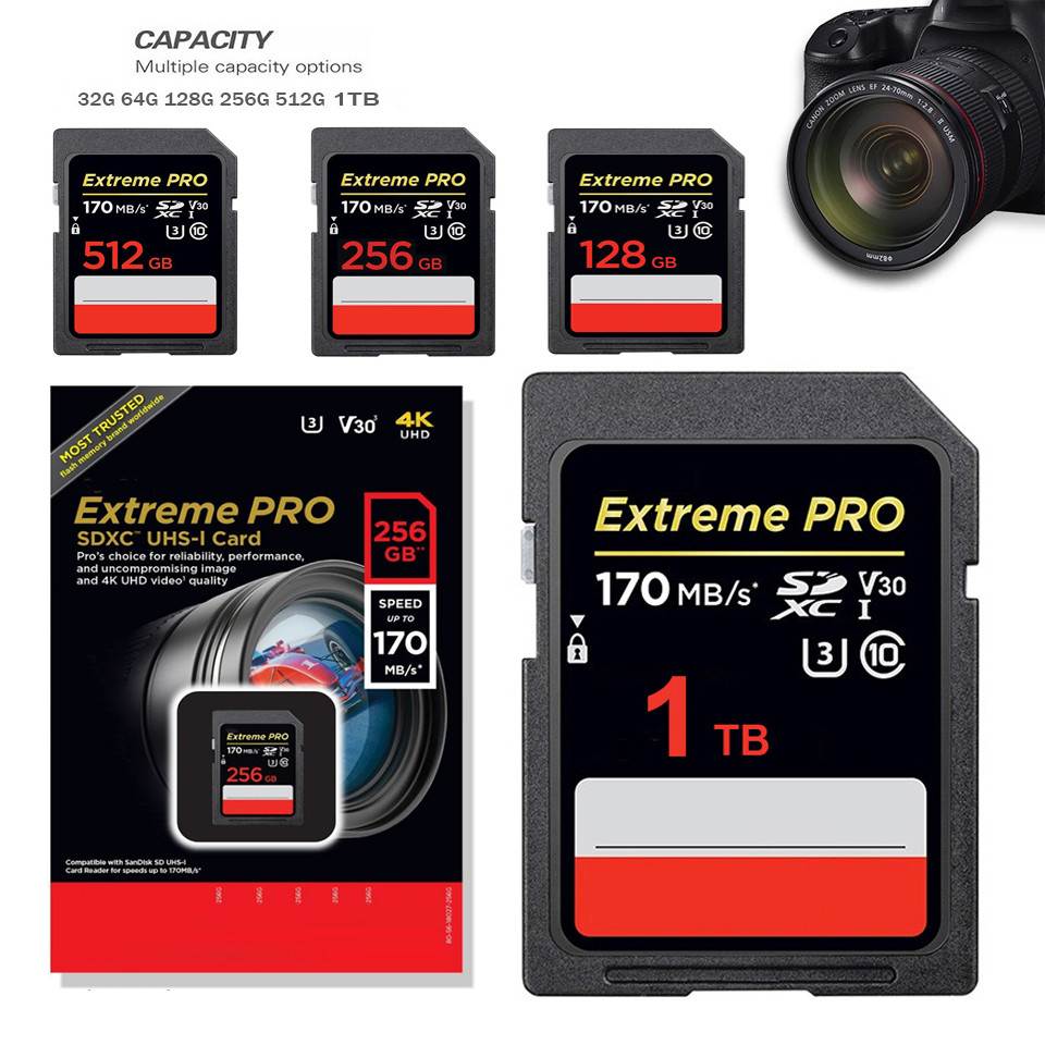 ความเร็วสูง Class 10 sd การ์ด 32GB 64GB 128GB 256GB 512GB 1TB carte sd การ์ดหน่วยความจําแฟลช usb stick sdcards สําหรับกล้อง