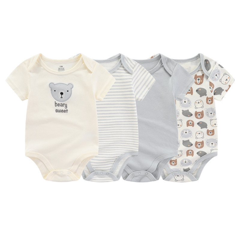 คิดดี้ซูม 4ชิ้น เด็กทารกเสื้อผ้าแฟชั่นการ์ตูนบอดี้สูทผ้าฝ้าย100% ทารกเสื้อผ้า