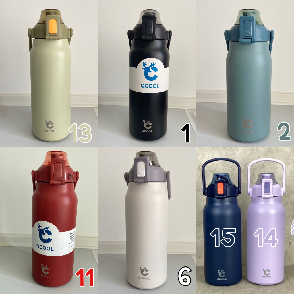 QCOOL ขวดน้ำเก็บอุณหภูมิ 1300ml/1700ml วัสดุสแตนเลส 304 เก็บร้อน 12 ชม./เย็น 24 ชม. ฝาปิดสนิทไม่รั่ว ใช้งานได้ทุกกิจกรรม