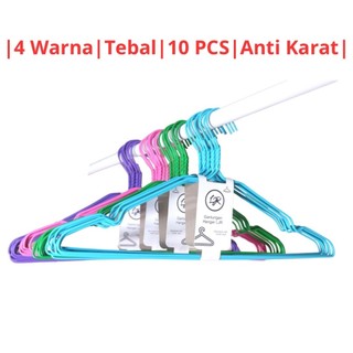 LJ 10 PCS GANTUNGAN BAJU Dewasa WARNA Jemuran Hanger Kawat Besi Stainless ANTI KARAT estetik Termurah