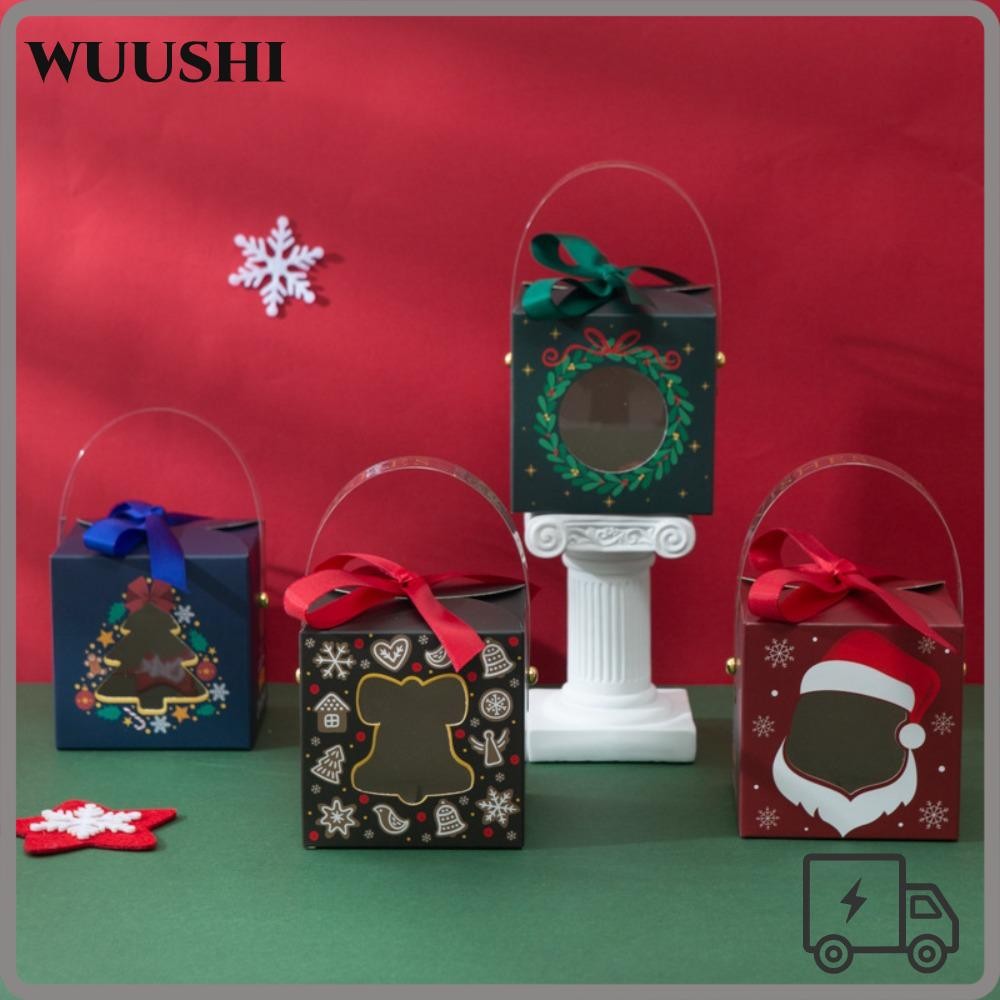 Wushi 5 ชิ้นคริสต์มาสถุงกระดาษตกแต่งบ้านหน้าต่างสําหรับช็อกโกแลต Xmas Party Favors