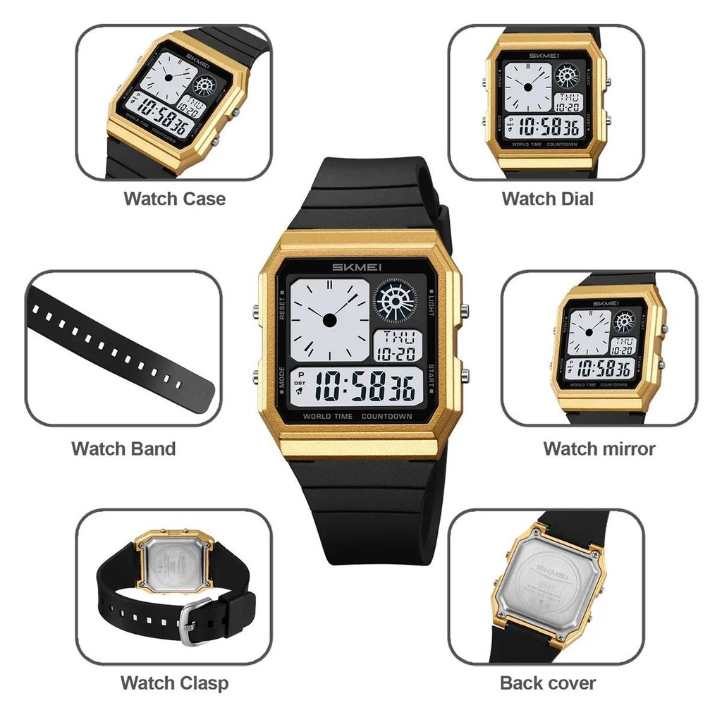 Skmei 2347 Daylight Time Digital Sport นาฬิกาอิเล็กทรอนิกส์สําหรับผู้ชายผู้หญิงนักเรียนกันน้ํากลางแจ้ง Chrono นาฬิกาข้อมือ Reloj