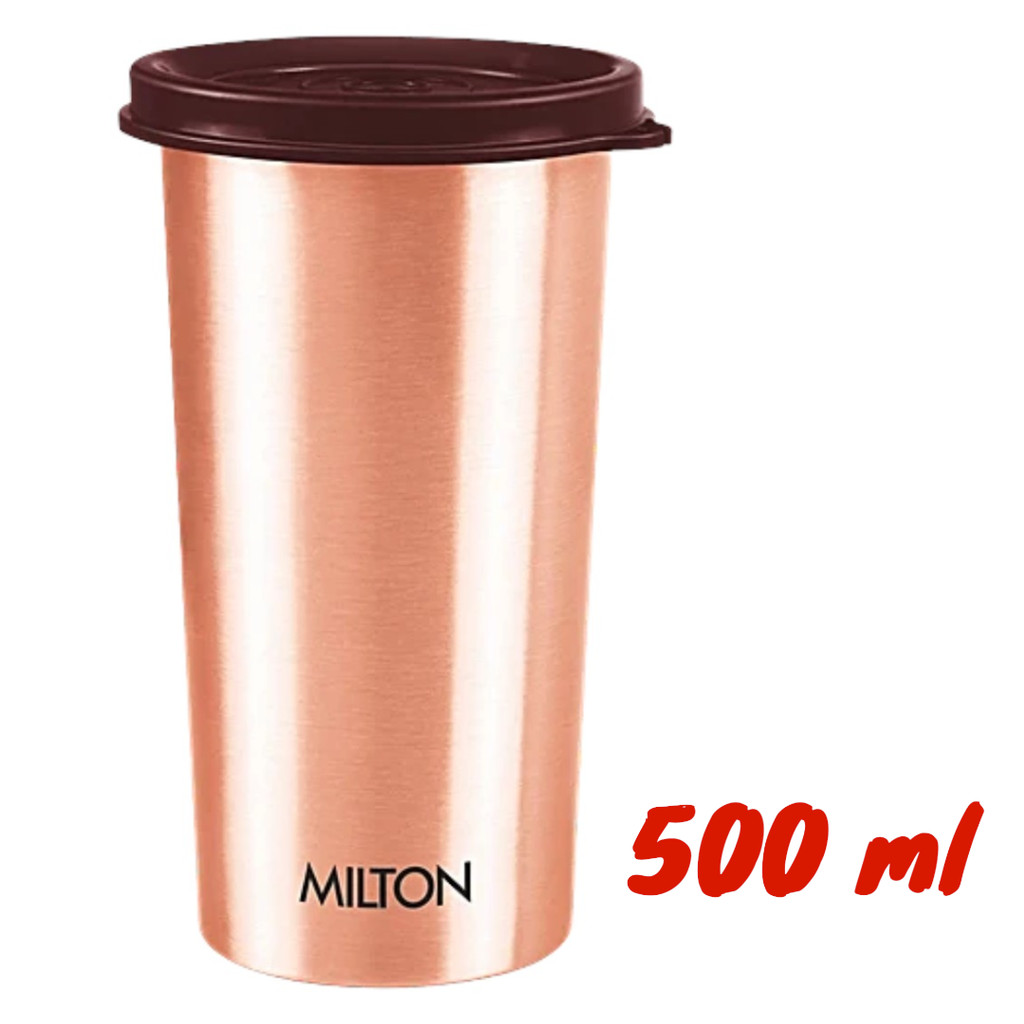Milton Copper แก้วมัคทองแดง Drinking Water Tumbler With Lid - 99.9% Pure Copper, Increases Immunity, 480 ml.