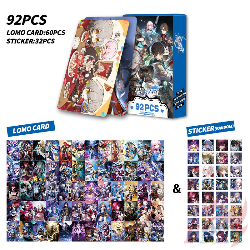 ❣️92 ชิ้น/กล่อง Honkai: Star Rail - การ์ด Lomo สองด้าน 60 ชิ้นและสติ๊กเกอร์ 32 ชิ้น❣️แฟนโปสการ์ดขนาดเล็กคอลเลกชันรูปถ่าย