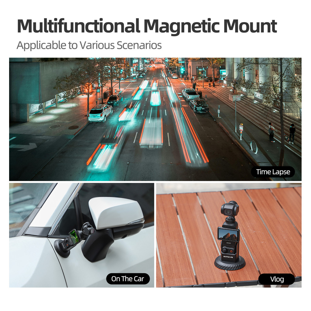 Sunnylife สำหรับ DJI Osmo pocket 3 ฐานแม่เหล็กกลางแจ้ง vlog ยืนเดสก์ท็อปฐานปล่อยอย่างรวดเร็ว