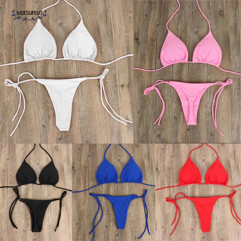 Basic swimsuit  ชุดว่ายน้ำ bikini สีทึบ ชุดว่ายน้ำเบสิค ทูพีช หลากสี ราคาต่ำ