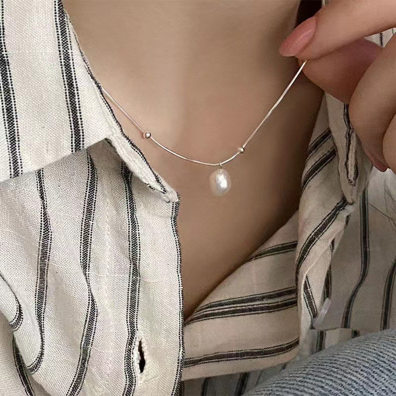 COD -สร้อยคอมุกบาโรกสำหรับผู้หญิง ความรู้สึกหรูหราและระดับ โซ่ไหปลาร้า