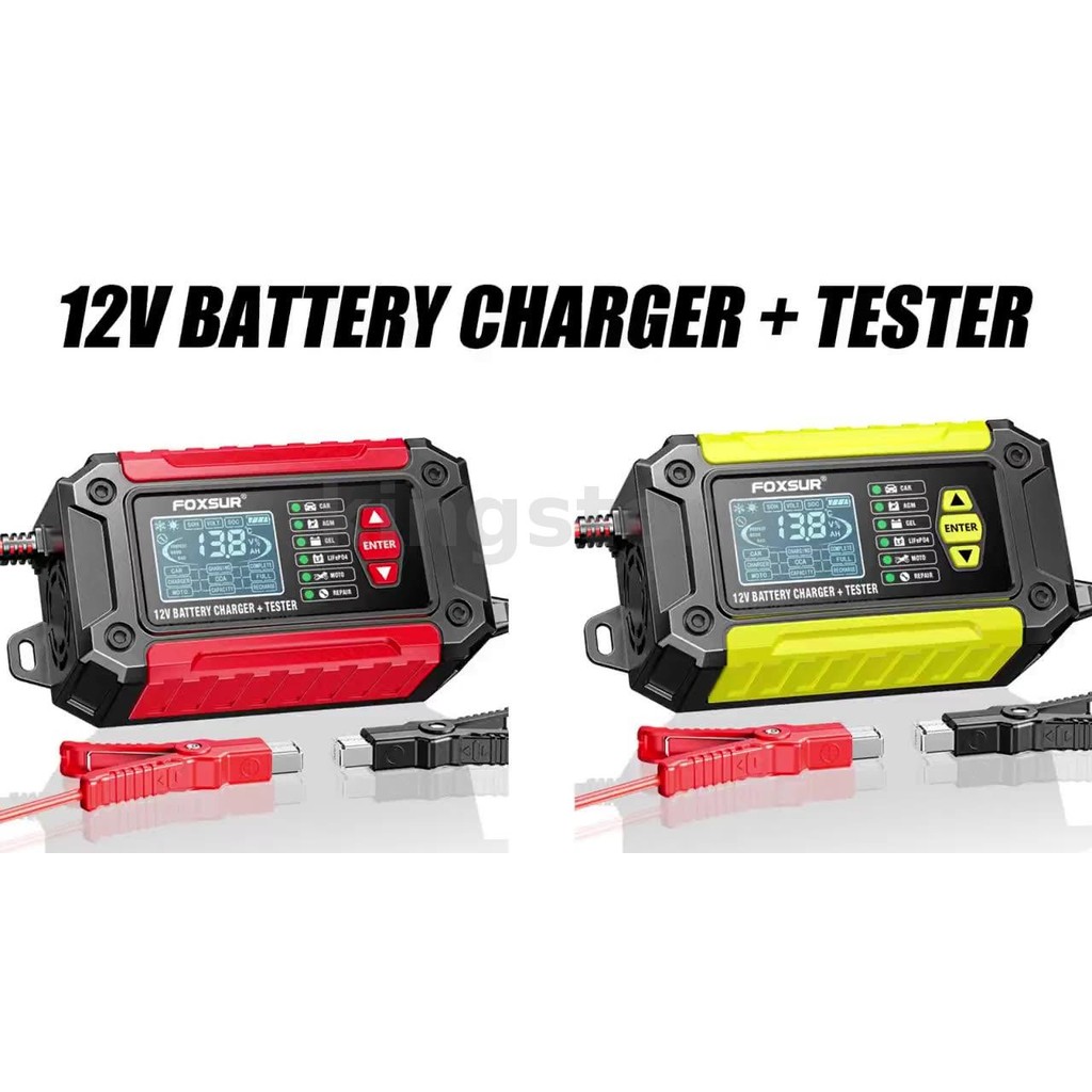 Foxur FTC-1206 เครื่องชาร์จและเครื่องทดสอบแบตเตอรี่รถยนต์พร้อมการตรวจสอบสุขภาพที่ครอบคลุมช่วงทดสอบที