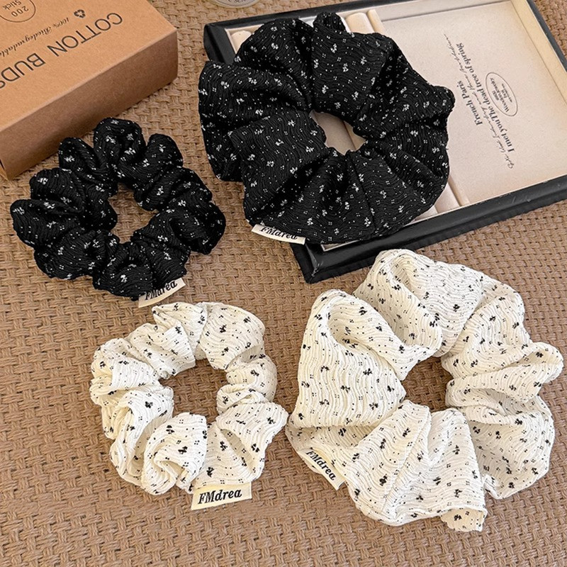 อารมณ์สีดําและสีขาวดอกไม้ลําไส้ใหญ่ผมแหวนผู้หญิงยืดหยุ่นสูง 2025 เชือกผมอเนกประสงค์ใหม่