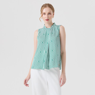 ESPADA เสื้อเบลาส์ ลายเรขาคณิต ผู้หญิง สีเขียว | Geometric P…