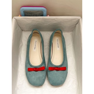 รองเท้าส้นแบนสีฟ้านางฟ้าตอนเย็นสไตล์รองเท้าบัลเล่ต์2025ฤดูร้…