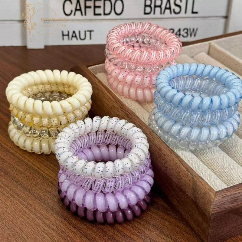 โรสไลฟ์ 4 ชิ้นหวานสีสัน โดปามีน สไตล์สายโทรศัพท์ผูกผมสําหรับผู้หญิงสาวแฟชั่นฤดูร้อนเกลียวผมวงทุกวันอุปกรณ์จัดแต่งทรงผม