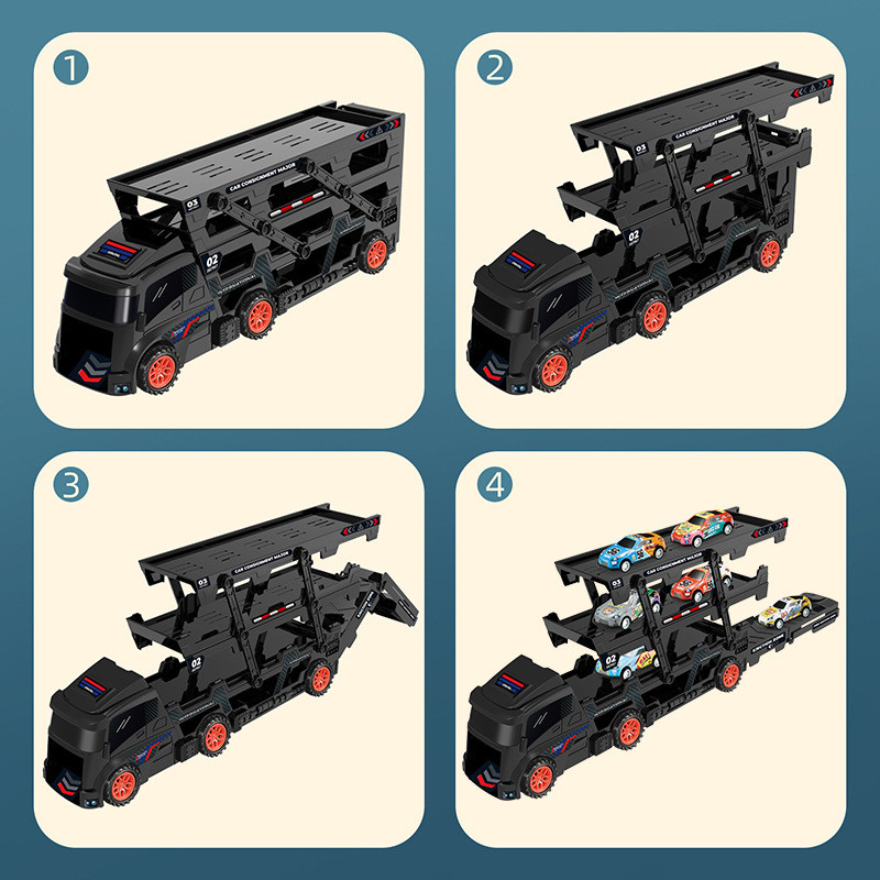 รถของเล่น รถบรรทุก ของเล่นเด็กรถบรรทุกตู้คอนเทนเนอร์ขนาดใหญ่ แถมโมเดลรถอัลลอยอีก 6 แบบ สำหรับของขวัญเด็ก - รูปที่ 2