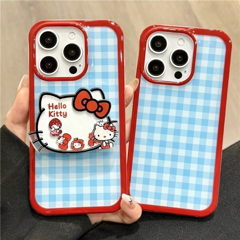 เคสไอโฟน11 13 สำหรับ iPhone 15 11 13 14 12 Pro Max 8Plus 7Plus XR 7 8 14 15 Plus X XS Max SE 2020 รูปแบบกริดหวานสด