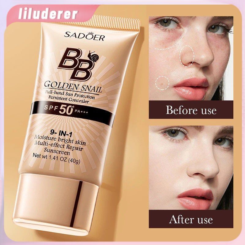 ซื้อ 1 แถม 1SADOER Gold Snail 2 in 1 Sunscreen SPF50+PA++++ BB Cream Foundation รองพื้นเนื้อครีมให้ค