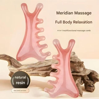 จัดส่งจากประเทศไทยMYSTICM หัว Meridian หวี, การดึงกล้ามเนื้อใบหน้า 4-in-1 หวีนวด, หัวขูดมัลติฟังก์ชั่นเครื่องมือนวดหน้า