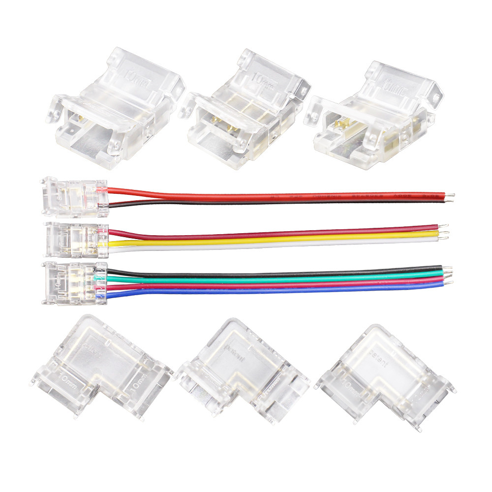 5pcs LED Strip Connector COB 2Pin 3Pin 4Pin 5มม. 8มม. 10มม. L-Shape 2พิน 3พิน 4พิน สําหรับ RGB CCT ไฟ LED