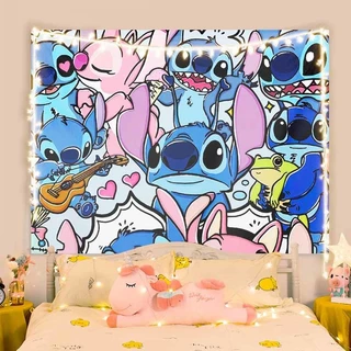 [จัดส่งจากประเทศไทย] agirl Starbaby Stitch ผ้าพื้นหลังตกแต่งห้องอะนิเมะน่ารักแขวนผ้าปรับปรุงห้องนอนผ้าติดผนังถ่ายภาพติดผนัง