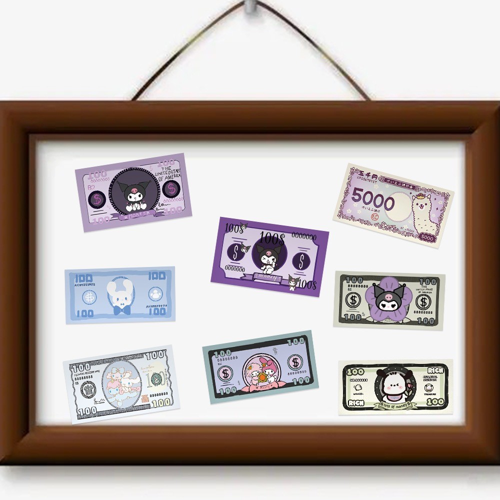 ชุด สติ๊กเกอร์ลายธนบัตรการ์ตูน 50ชิ้น ลายน่ารัก กันน้ำ Sanrio Money Stickers - รูปที่ 6