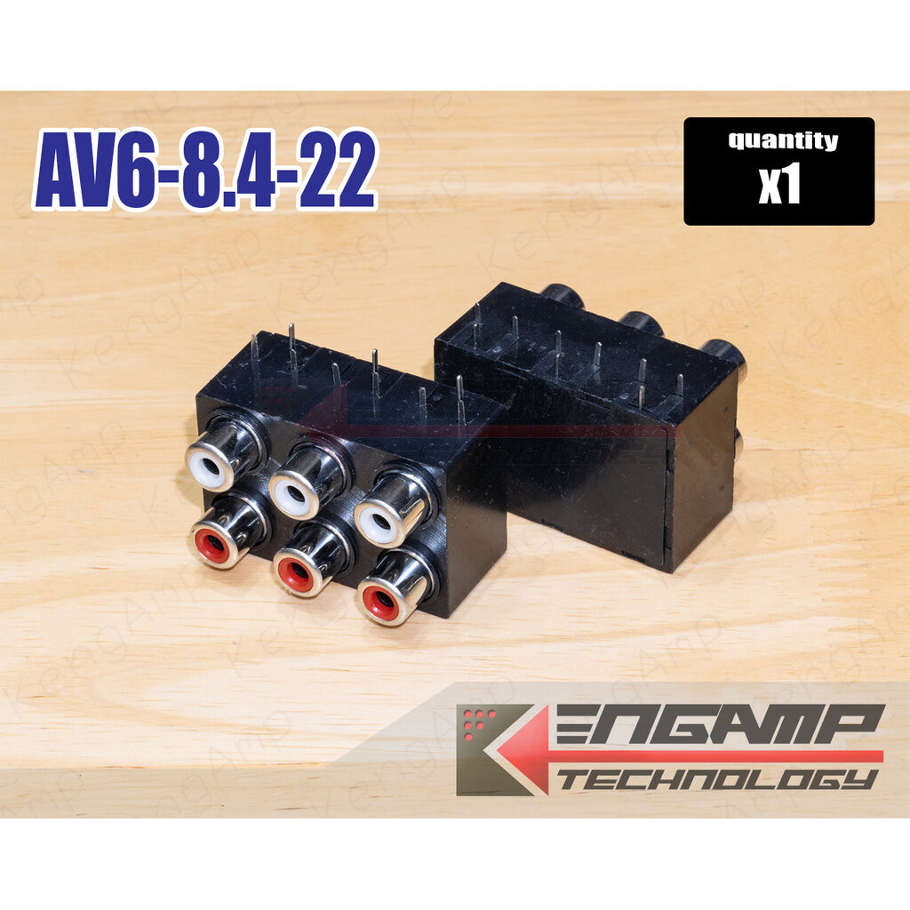 (1ตัว) [PJ] AV4-8.4-22 AV4-8.4-22 สีดำ ปิดหลัง แจ็ค RCA 4P ติดแท่นขาลงปริ้น