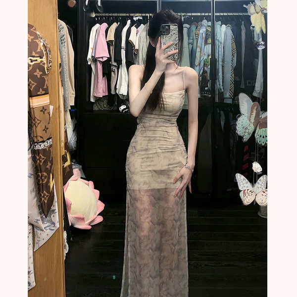 STRIVE UMiko กระโปรงรัดสะโพกพิมพ์ลายตาข่ายเซ็กซี่สำหรับสาวอวบ