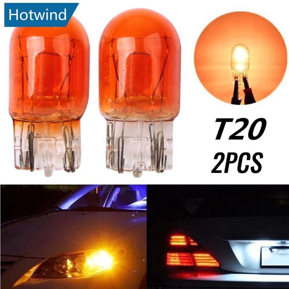 Hw 2 ชิ้น T20 หลอดฮาโลเจนโคมไฟแก้วไฟวิ่งกลางวันไฟเลี้ยวหยุดเบรคไฟท้ายหลอดไฟ 7443 W21/5W E1O2