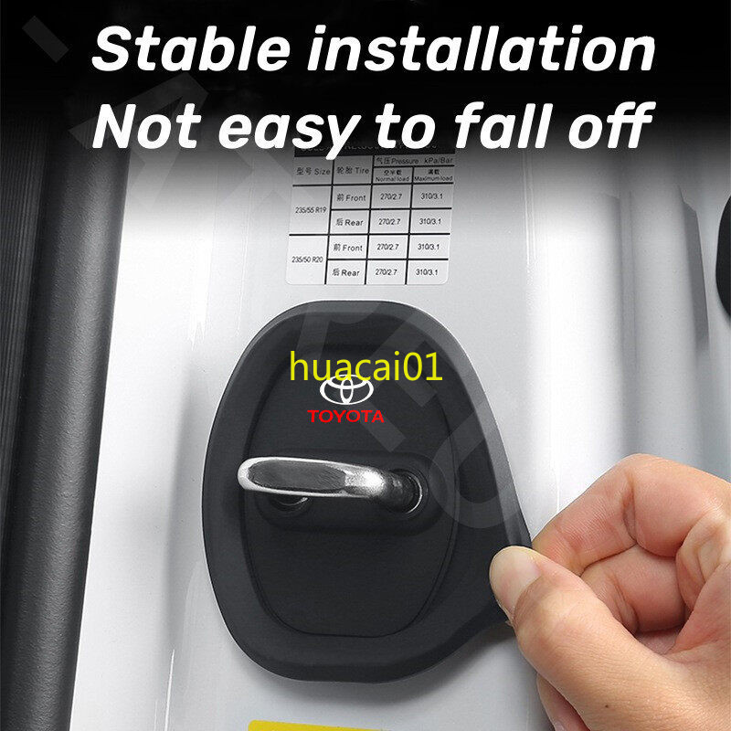 ตกแต่งบ้าน 4 ชิ้น Toyota รถประตูล็อคฝาครอบป้องกันซิลิโคนประตูล็อคโช้คอัพเงียบ Anti-collision บัฟเฟอร์ยางสําหรับ Toyota Wigo Vios Rush Innova Hilux Raize Avanza Fortuner HiAce ส่งด่วน สั่งเลย