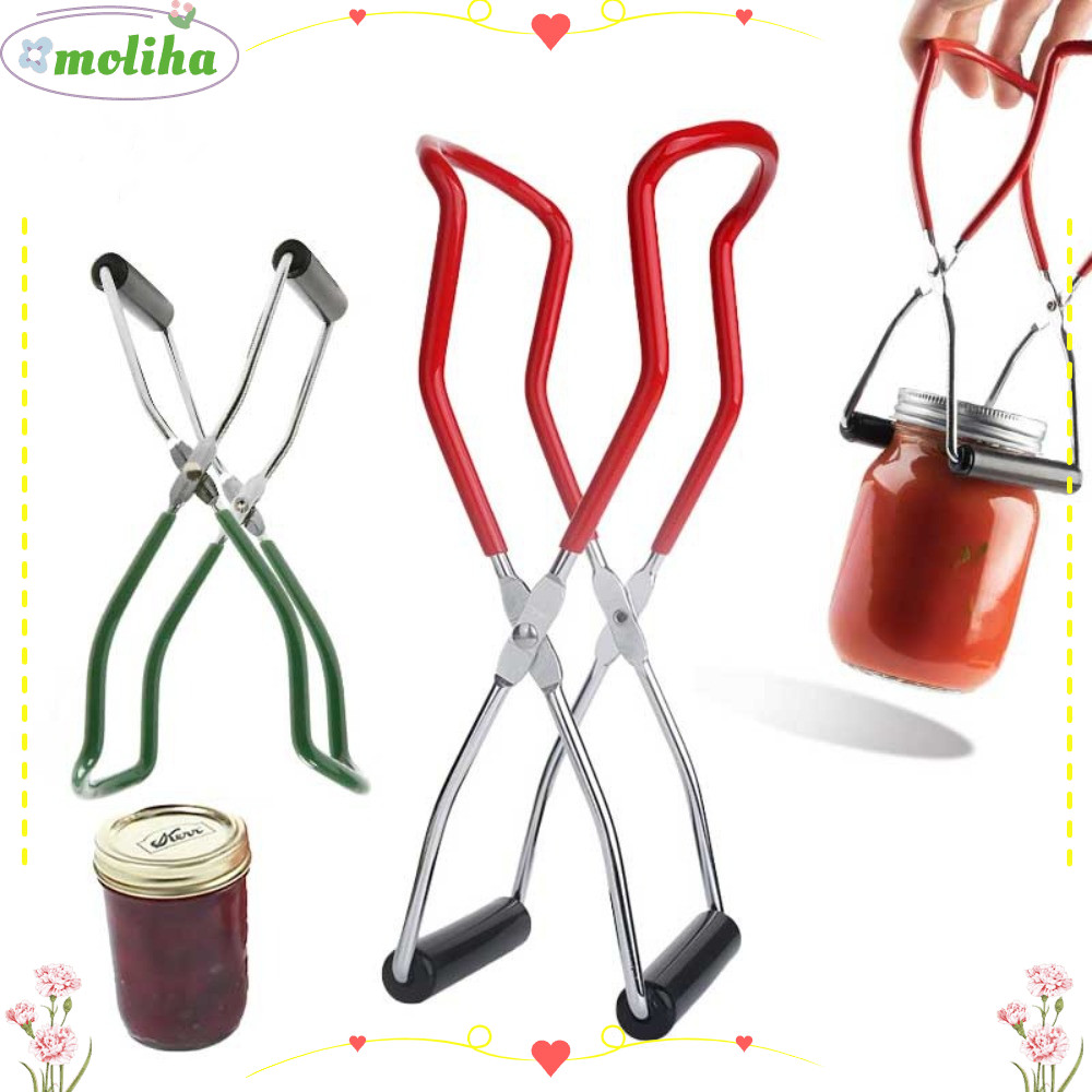 MOLIHA Canning Jar Lifter, ทนความร้อนสแตนเลส Can Lifter แหนบ, พร้อมที่จับ Grip Anti-Clip Can Tong Clip