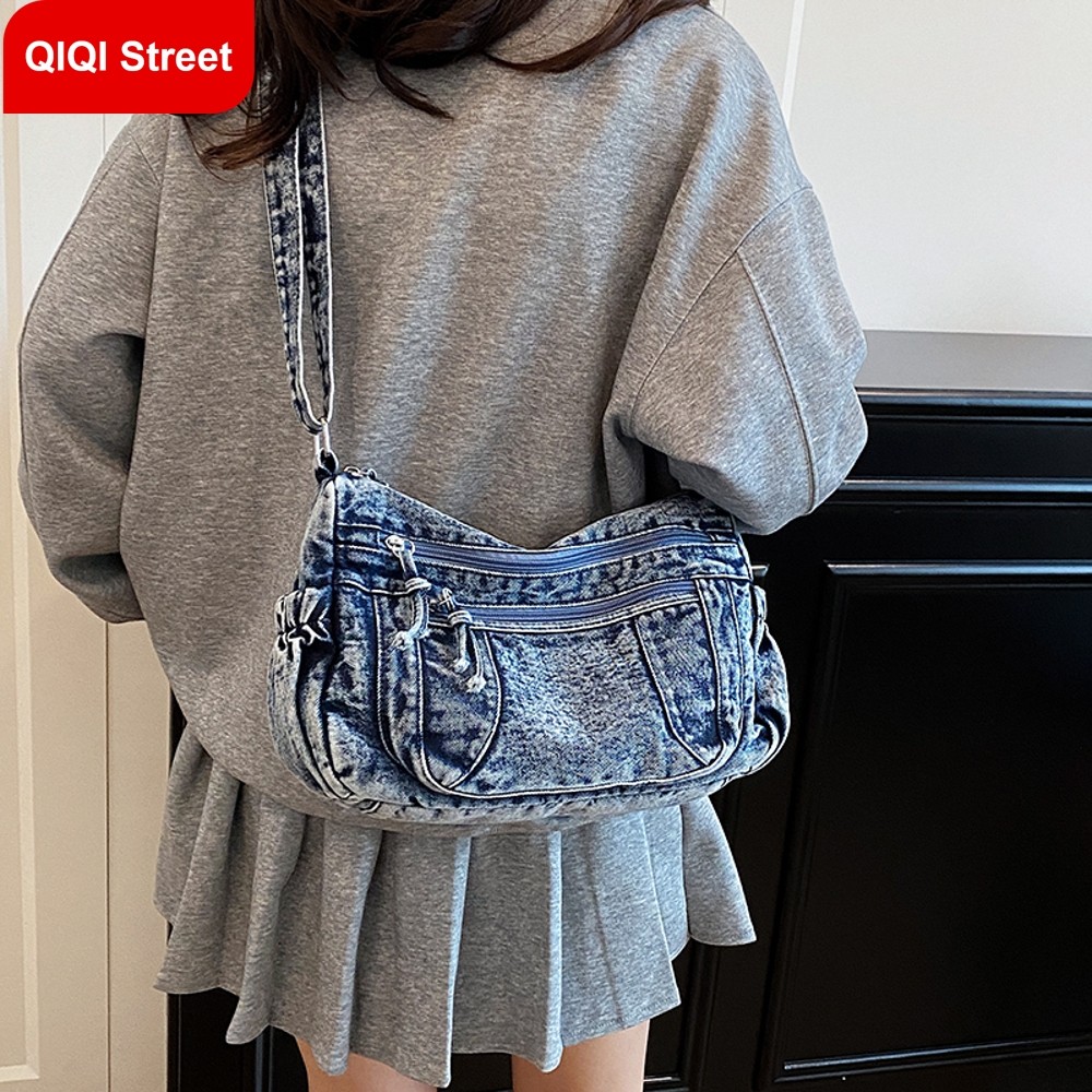 กระเป๋าสะพายข้างผู้หญิง,ผ้ายีนส์กันน้ํา กระเป๋าเดินทางคลาสสิก - รูปที่ 6