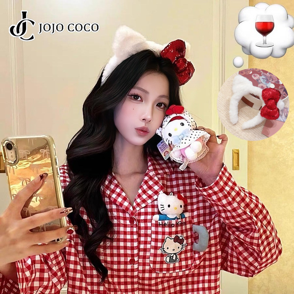 JOJO COCO ที่คาดผมหัวกะโหลกสูงของผู้หญิงเครื่องประดับผมน่ารักที่คาดผมตุ๊กตา