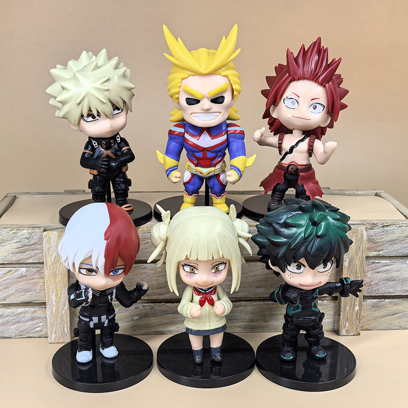 6 ชิ้น 10 ซม.-12 ซม.อะนิเมะ My Hero Academia ตัวเลขการกระทํา Midoriya Izuku Bakugou Katsuki Todoroki Shouto Ochaco Uraka Kirishima ของเล่น