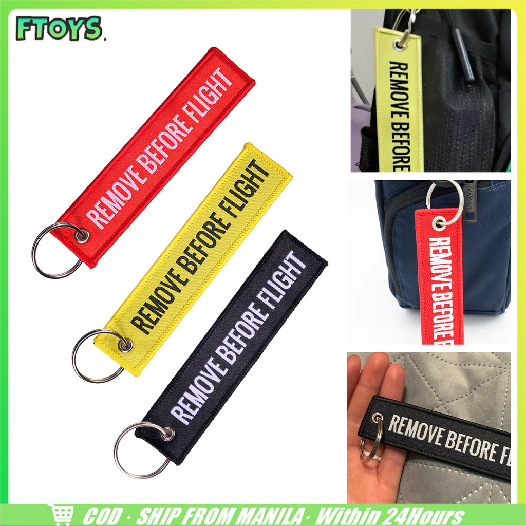 จัดส่งใน24ซม.พวงกุญแจริบบิ้น remove before flight keychain ธงนิรภัย ห้อยกระเป๋า